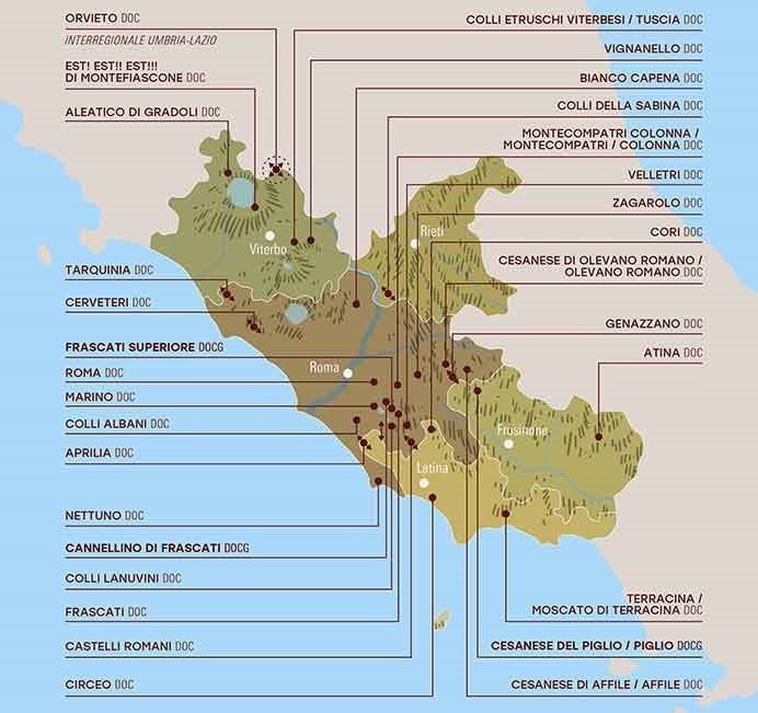 15 Best Wine Regions in Italy 8 Lazio Wine Map