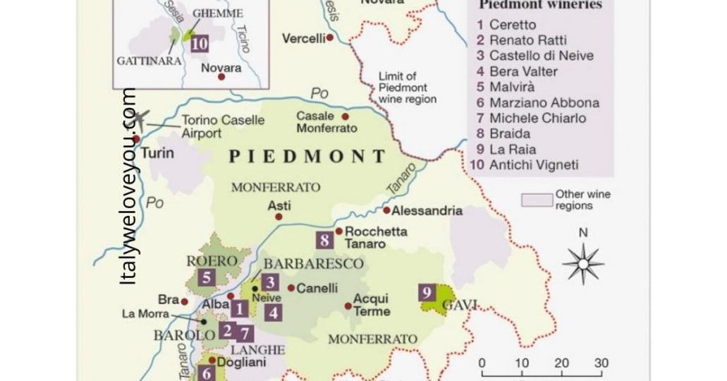 Piedmont Wine Map